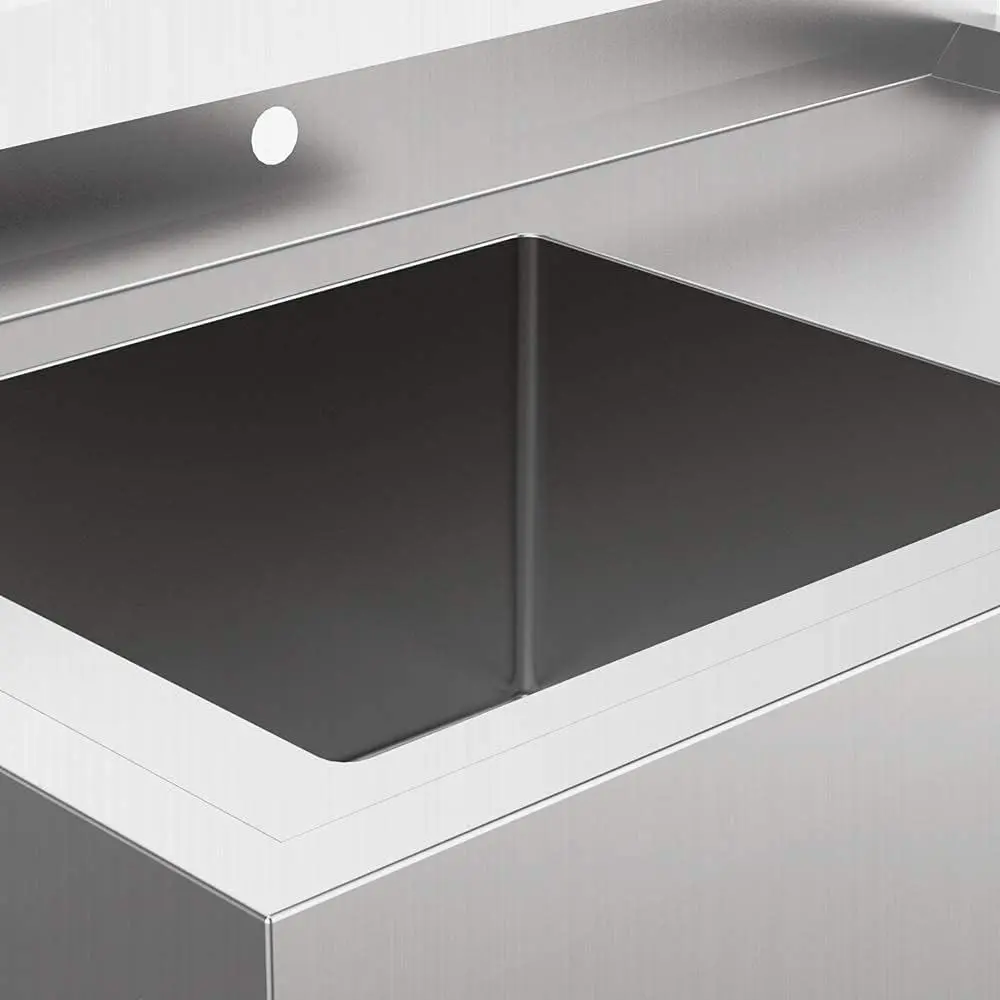 304 Stainless Steel Utility Sink with Drainboard, One Compartment Workbench Sink Commercial Sink for Restaurant, Laundry Room,