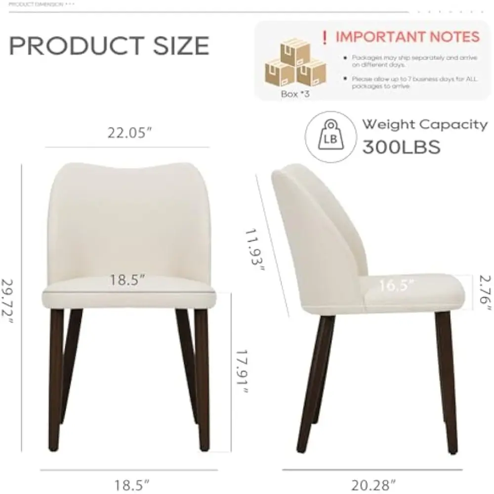 Upholstered Dining Chairs Set of 6, Modern Fabric Dining Room Kitchen Side Chair with Padded Seat and Wood Legs for Restaurant/