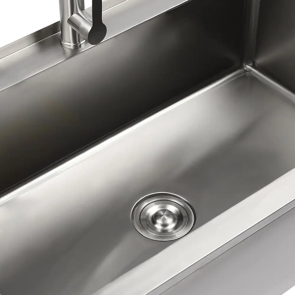 Utility Sink, 35.8" L x 23.2" W x 34.3" D Free Standing Single Bowl Kitchen Sink with Cold and Hot Water Faucet, Commercial Sta