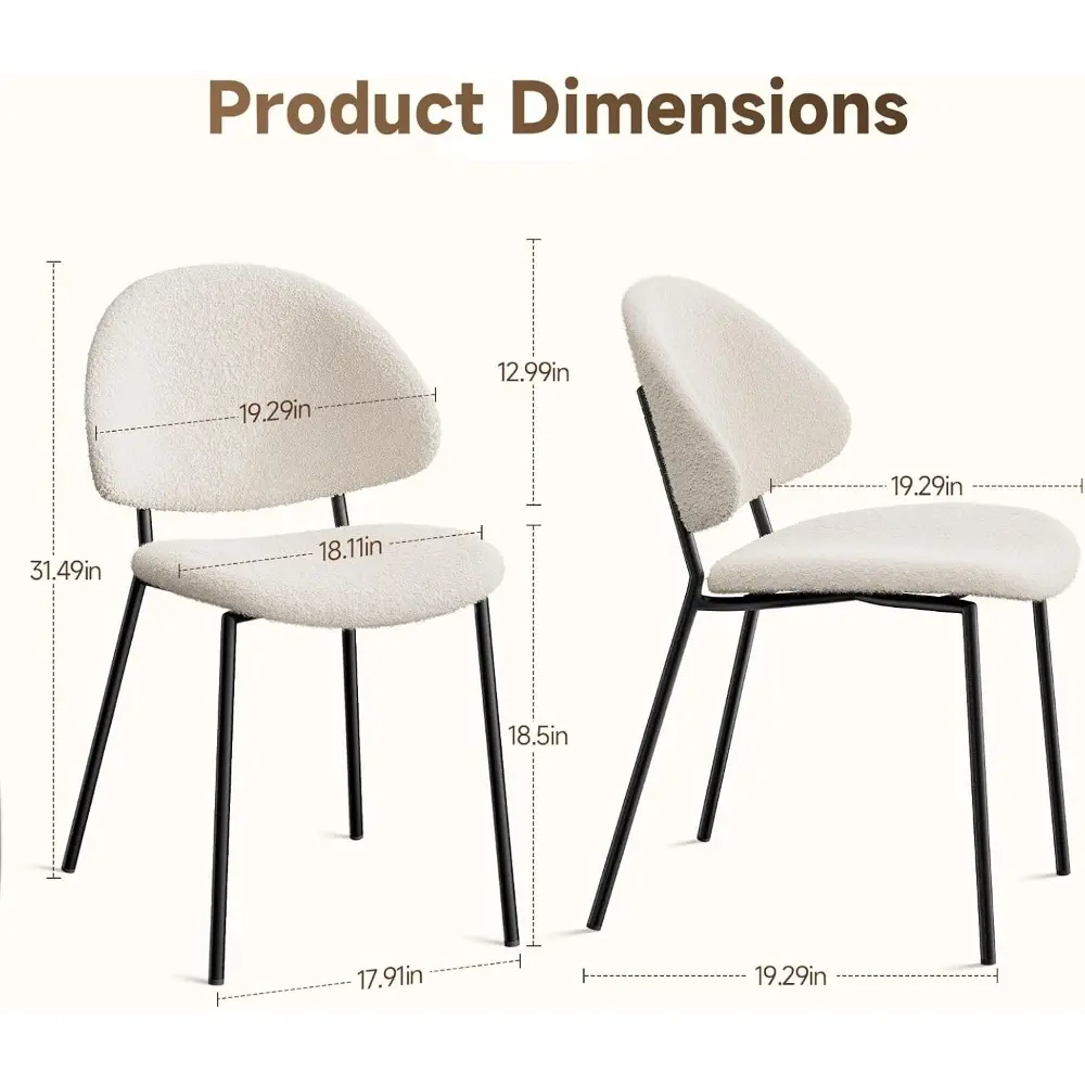 Dining Chairs Set of 4, Modern Side Chairs for Kitchen Dining Room Café or Restaurant, Comfortable Boucle Upholstered Dining Ta