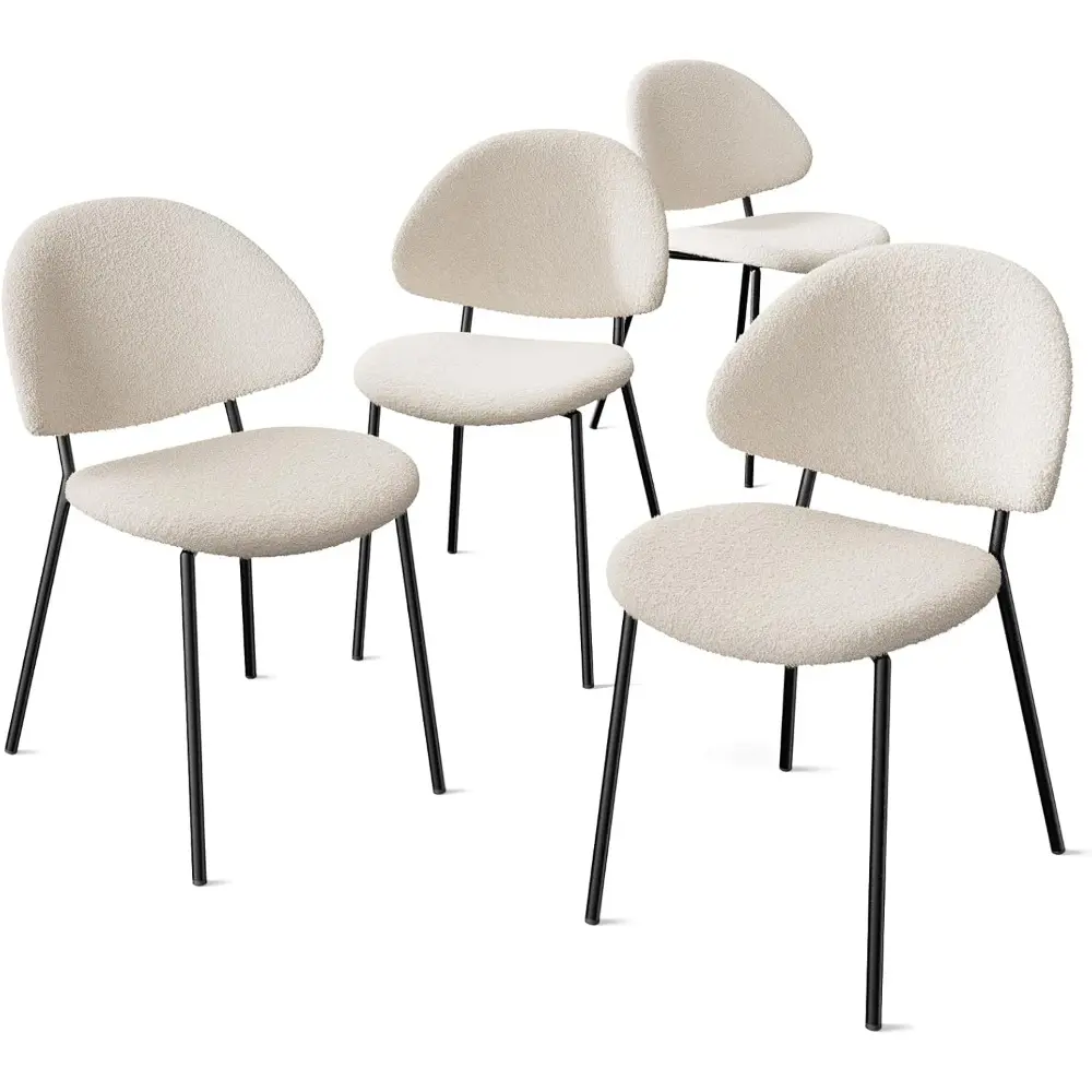 Dining Chairs Set of 4, Modern Side Chairs for Kitchen Dining Room Café or Restaurant, Comfortable Boucle Upholstered Dining Ta