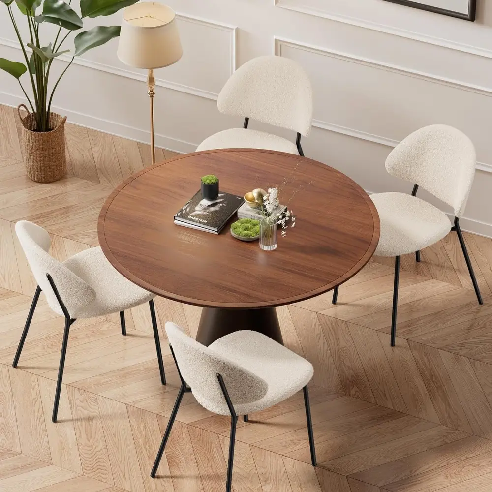 Dining Chairs Set of 4, Modern Side Chairs for Kitchen Dining Room Café or Restaurant, Comfortable Boucle Upholstered Dining Ta