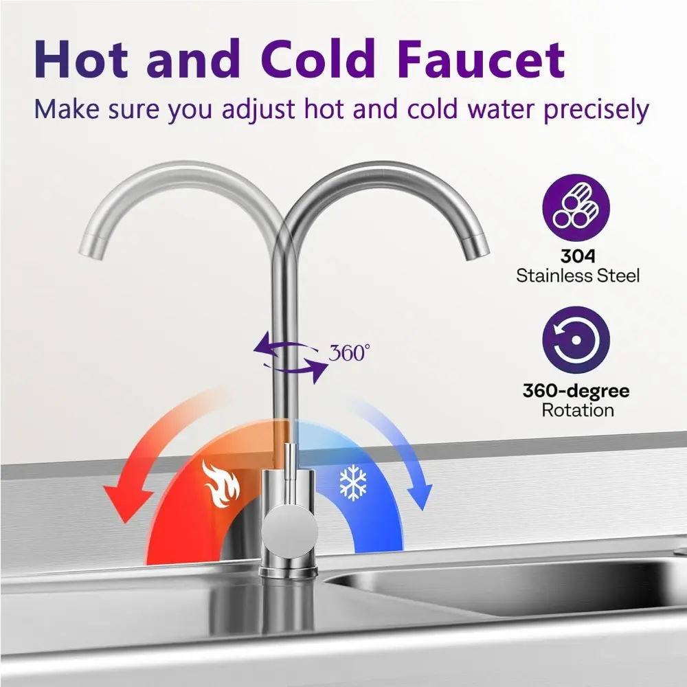 Free Standing Single Bowl Kitchen Sink,Stainless Steel Utility Sink Workbench Storage Shelf & Hot/Cold Stainless Faucet Commerci