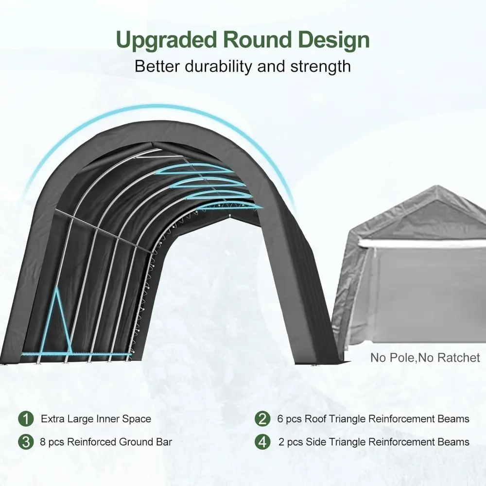 Portable Garage, Carport Canopy 12x20 FT Heavy Duty Car Port with Reinforced All-Steel Frame, Car Tent Garage with Zipper Doors
