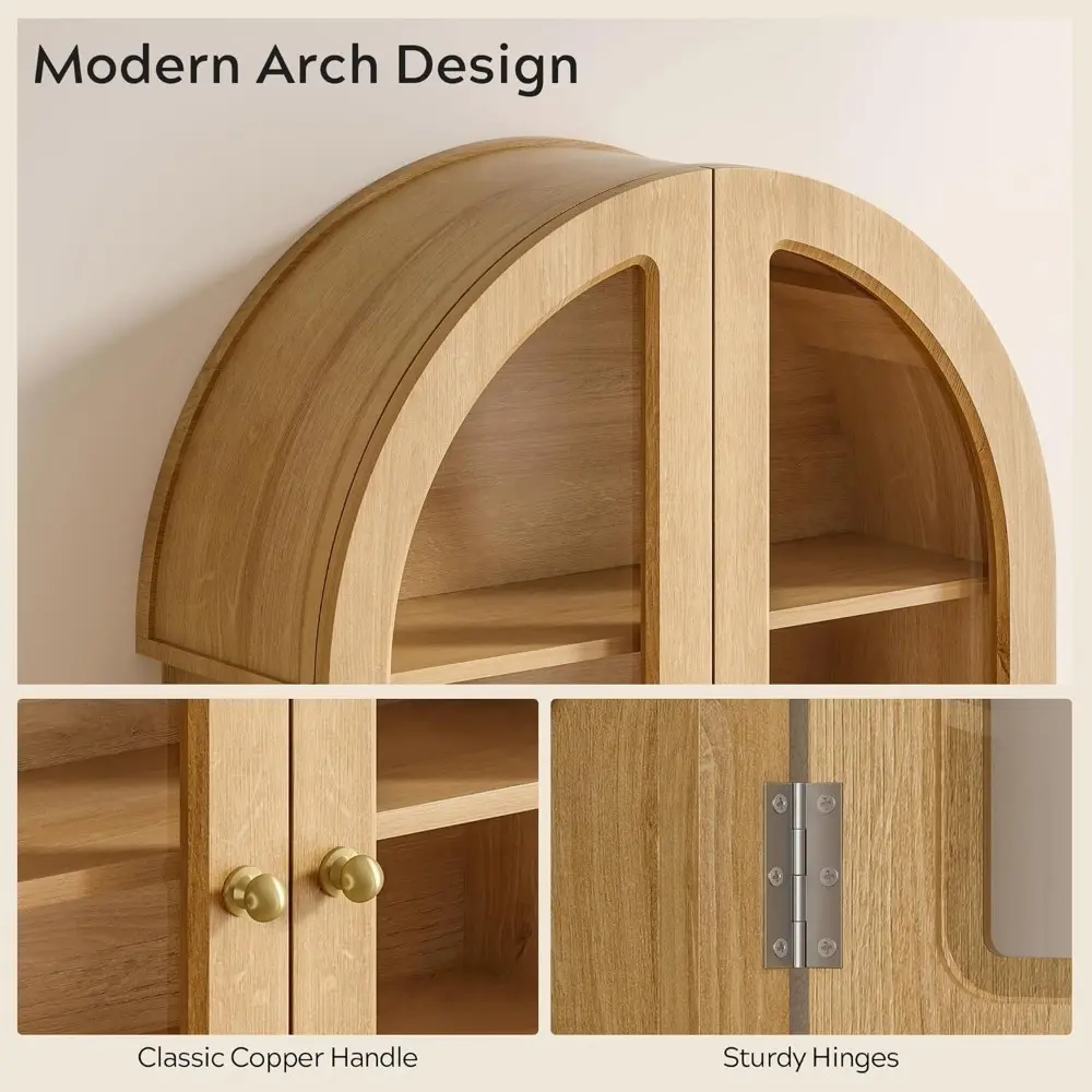 Large Arched Wall Cabinet, Bathroom Medicine Wall Mounted Cupboard, Modern Floating Storage Cabinet with Acrylic Door Adjustable