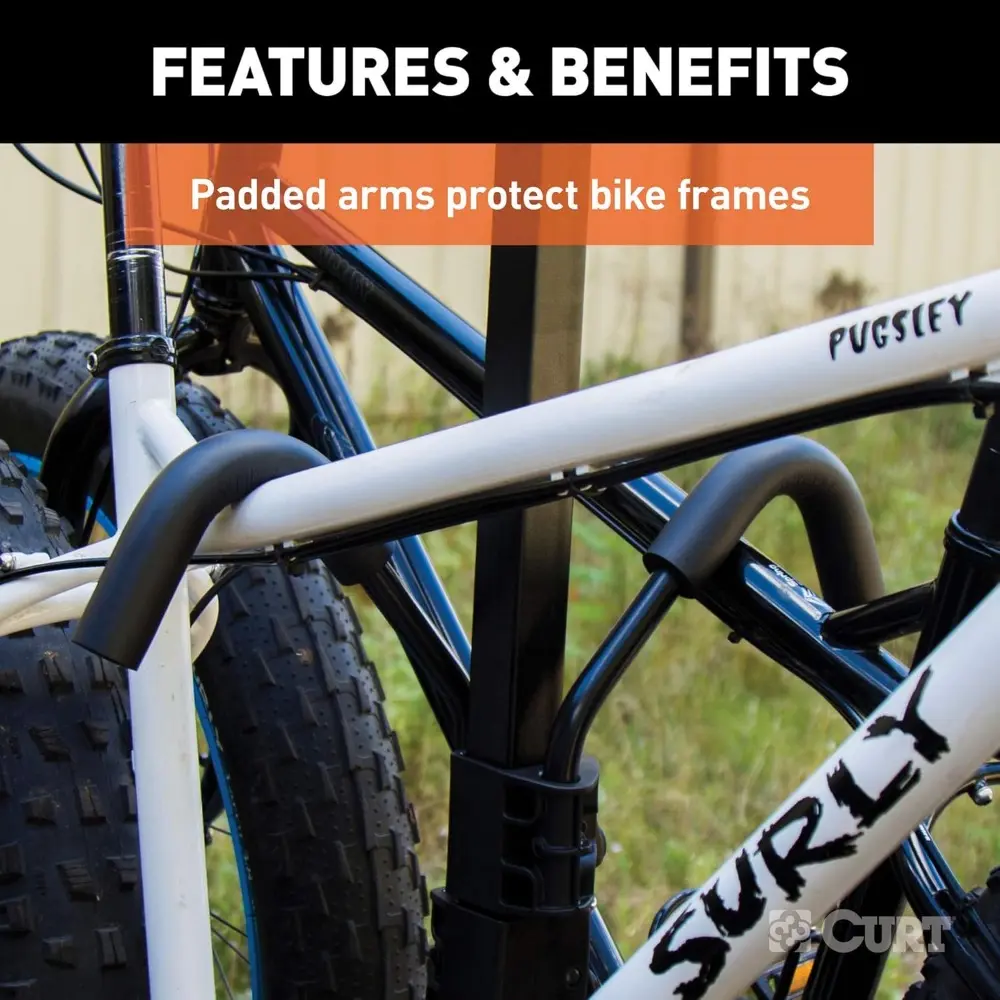 18087 Secure Locking Tray-Style Trailer Hitch Bike Rack Mount, Fits 2-Inch Receiver, 4 Bicycles