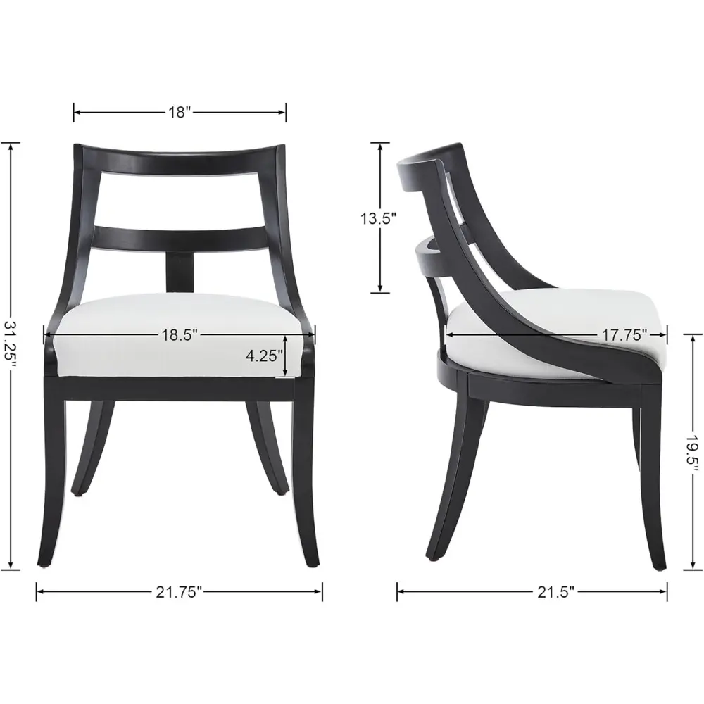 Modern Farmhouse Dining Chairs Set of 4 Mid Century Upholstered Dining Chair with Wooden Curved Back Kitchen Chairs for Dining R