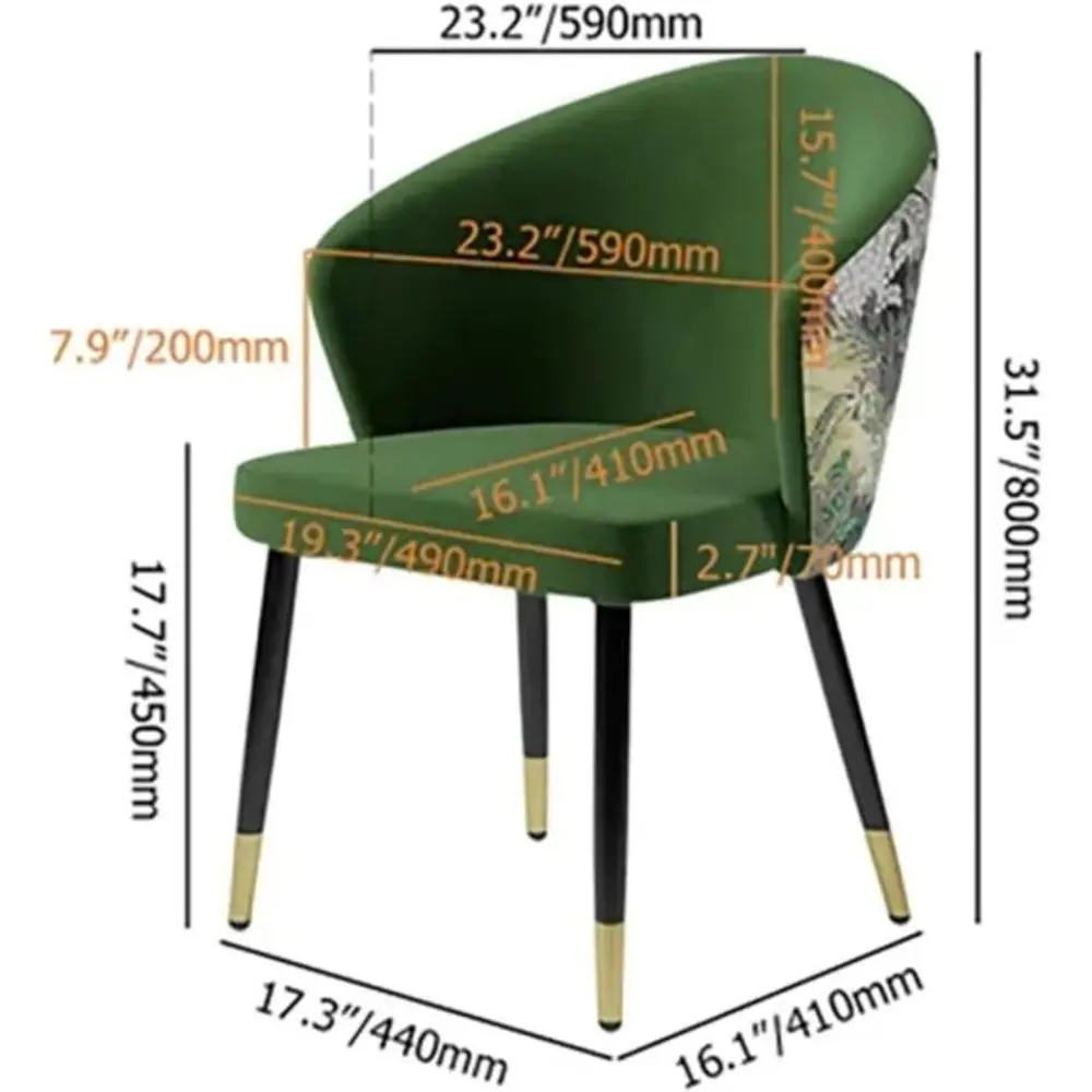 Upholstered Velvet Dining Chair, Comfy Dining Room Chairs with Thick Cushions, Modern Kitchen Side Chairs (Green, 1-Piece)