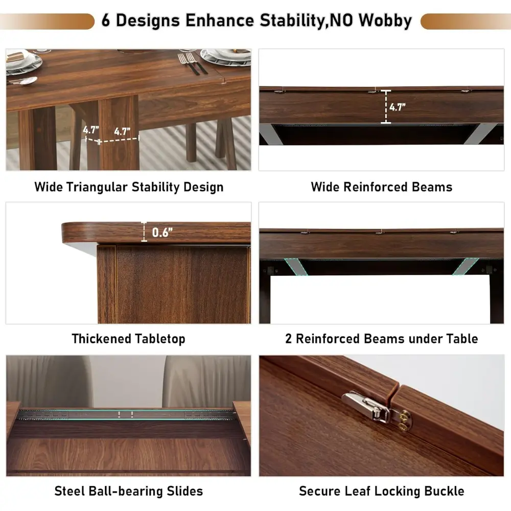 Extendable Dining Table for 6-10 Person, Wooden Dining Room Table, Modern Extendable Table for Gatherings, Meeting for Small Kit