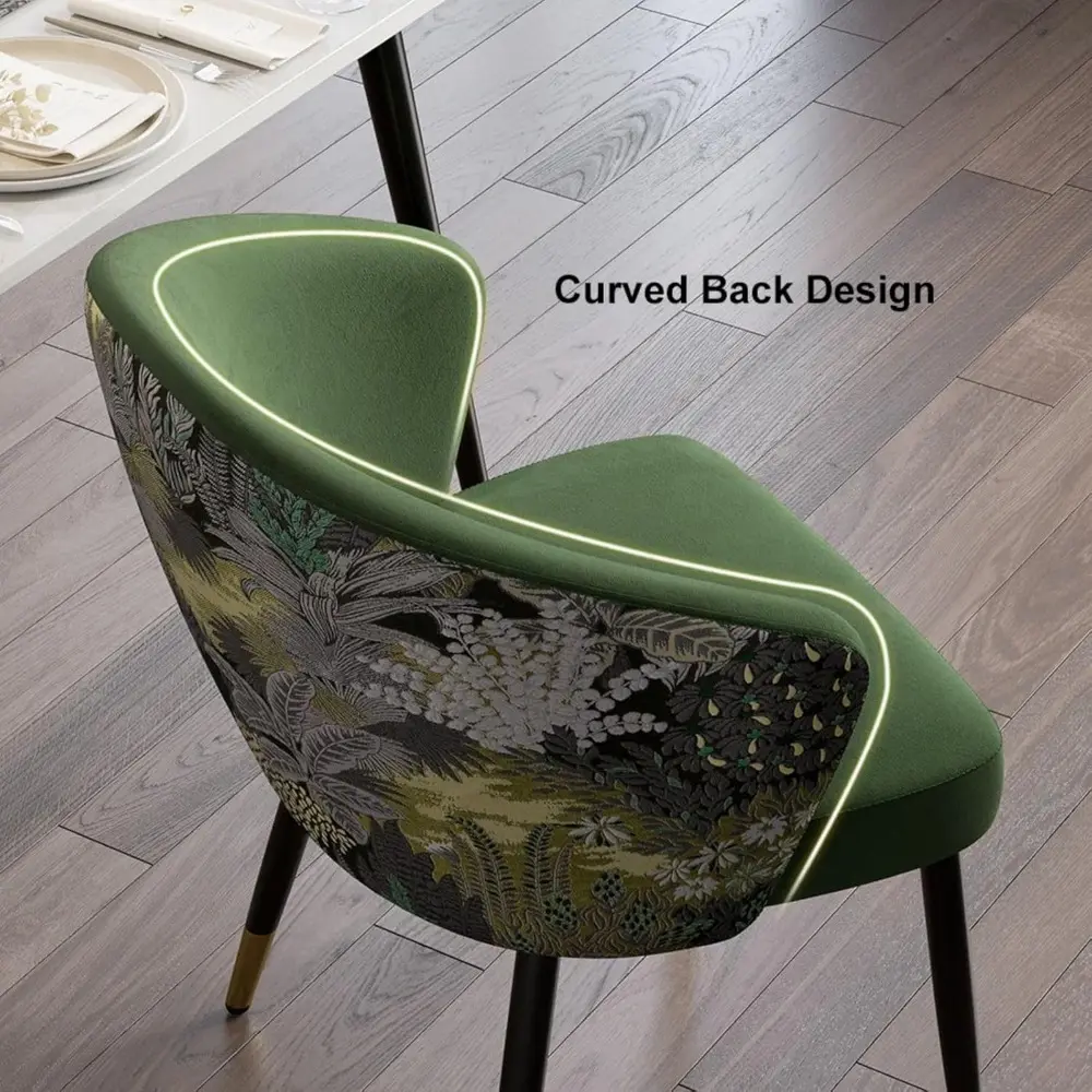 Upholstered Velvet Dining Chair, Comfy Dining Room Chairs with Thick Cushions, Modern Kitchen Side Chairs (Green, 1-Piece)