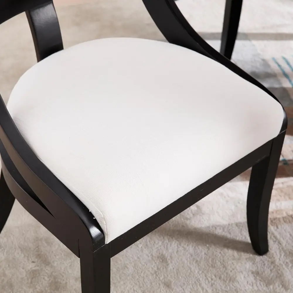 Modern Farmhouse Dining Chairs Set of 4 Mid Century Upholstered Dining Chair with Wooden Curved Back Kitchen Chairs for Dining R