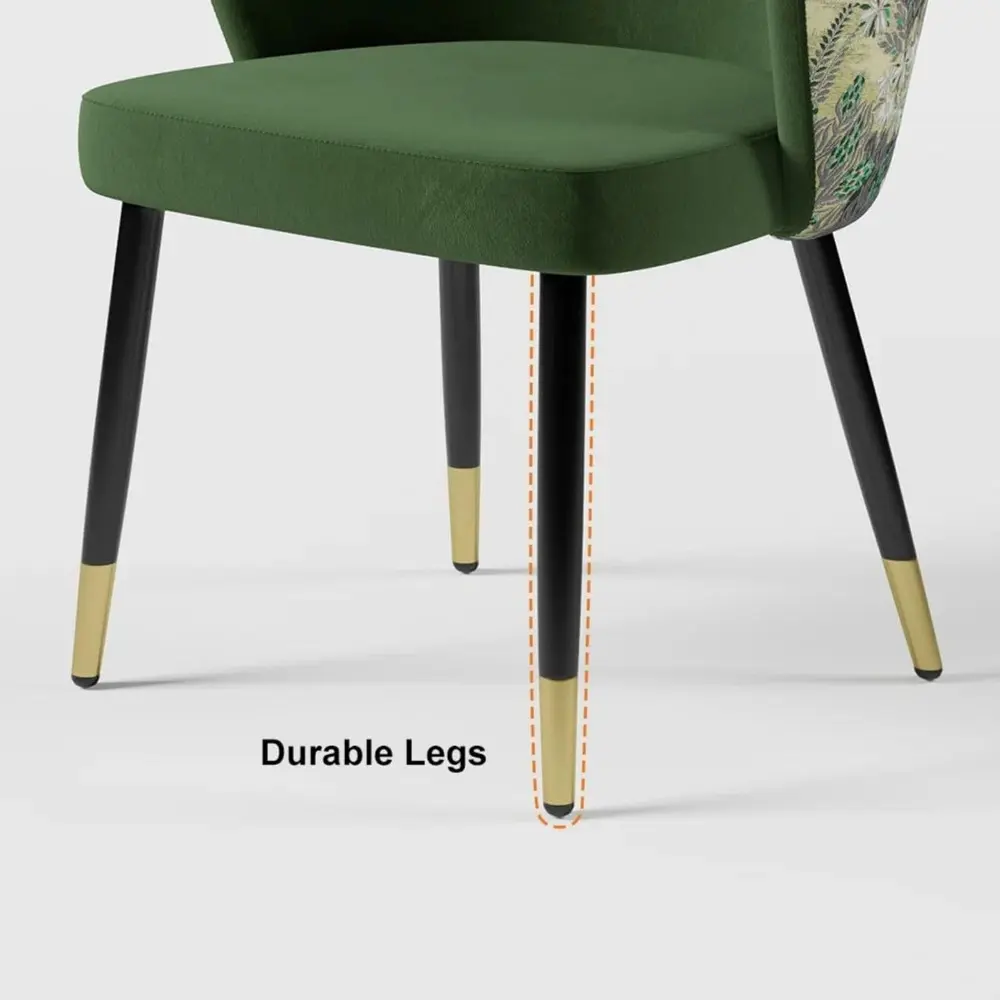 Upholstered Velvet Dining Chair, Comfy Dining Room Chairs with Thick Cushions, Modern Kitchen Side Chairs (Green, 1-Piece)