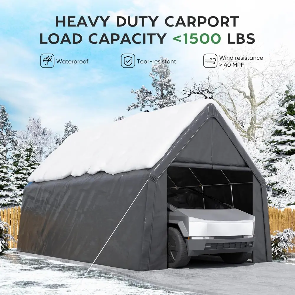13 x 24 FT Carport, Heavy Duty Car Port Outdoor UV Garage with 2 Roll up Doors, Waterproof Carport Canopy Multi-Functional Shelt