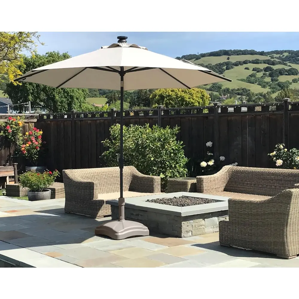 Outdoor Umbrella Stand w/Easy Rolling Base (up to 125lb) Heavy Duty Universal Design for Weighted Commercial Patio & Deck Big Mo