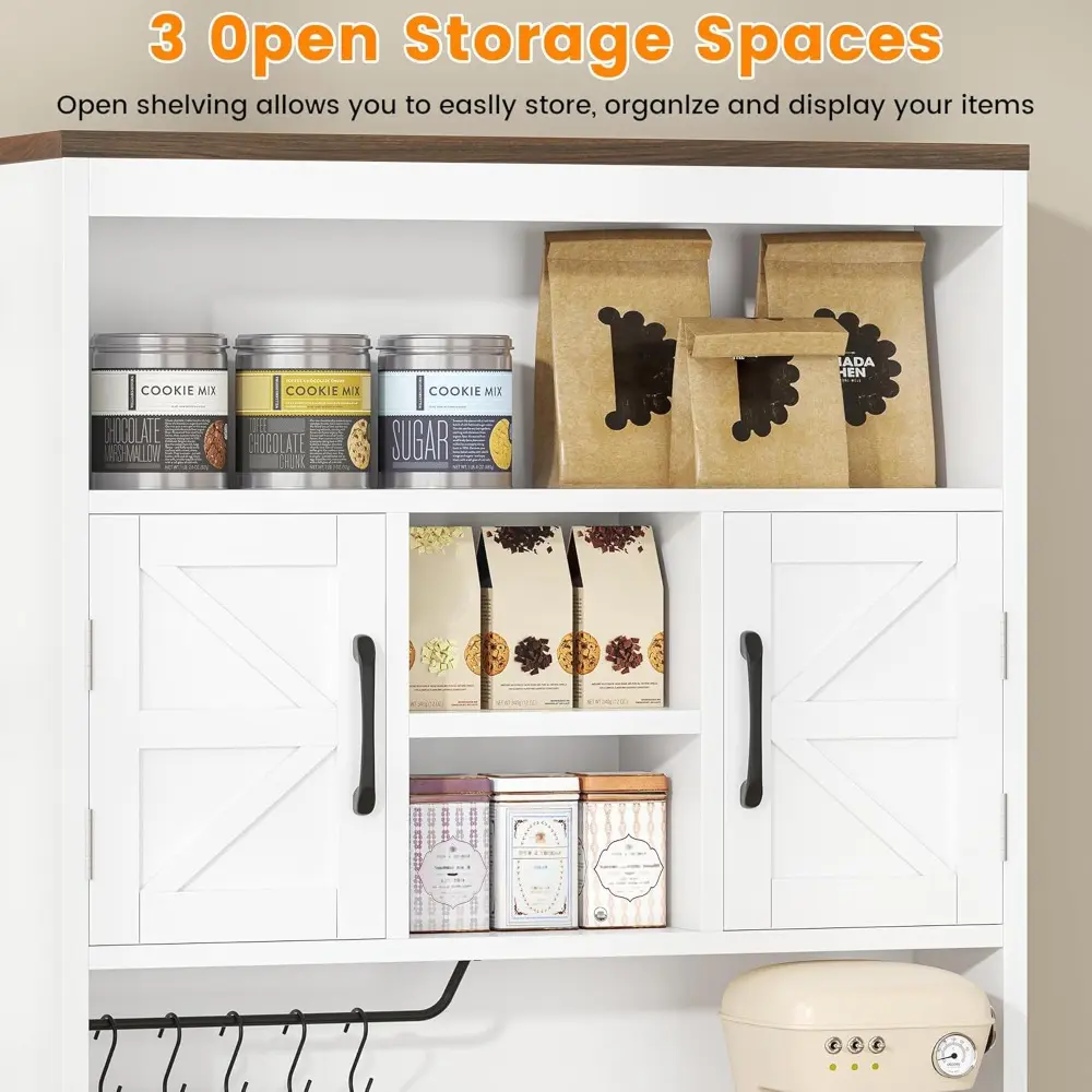 69.3" Tall Kitchen Pantry Cabinet, Farmhouse Large Storage Cabinet with 2 Barn Doors, 1 Drawer and Storage Shelves, Buffet Cupb
