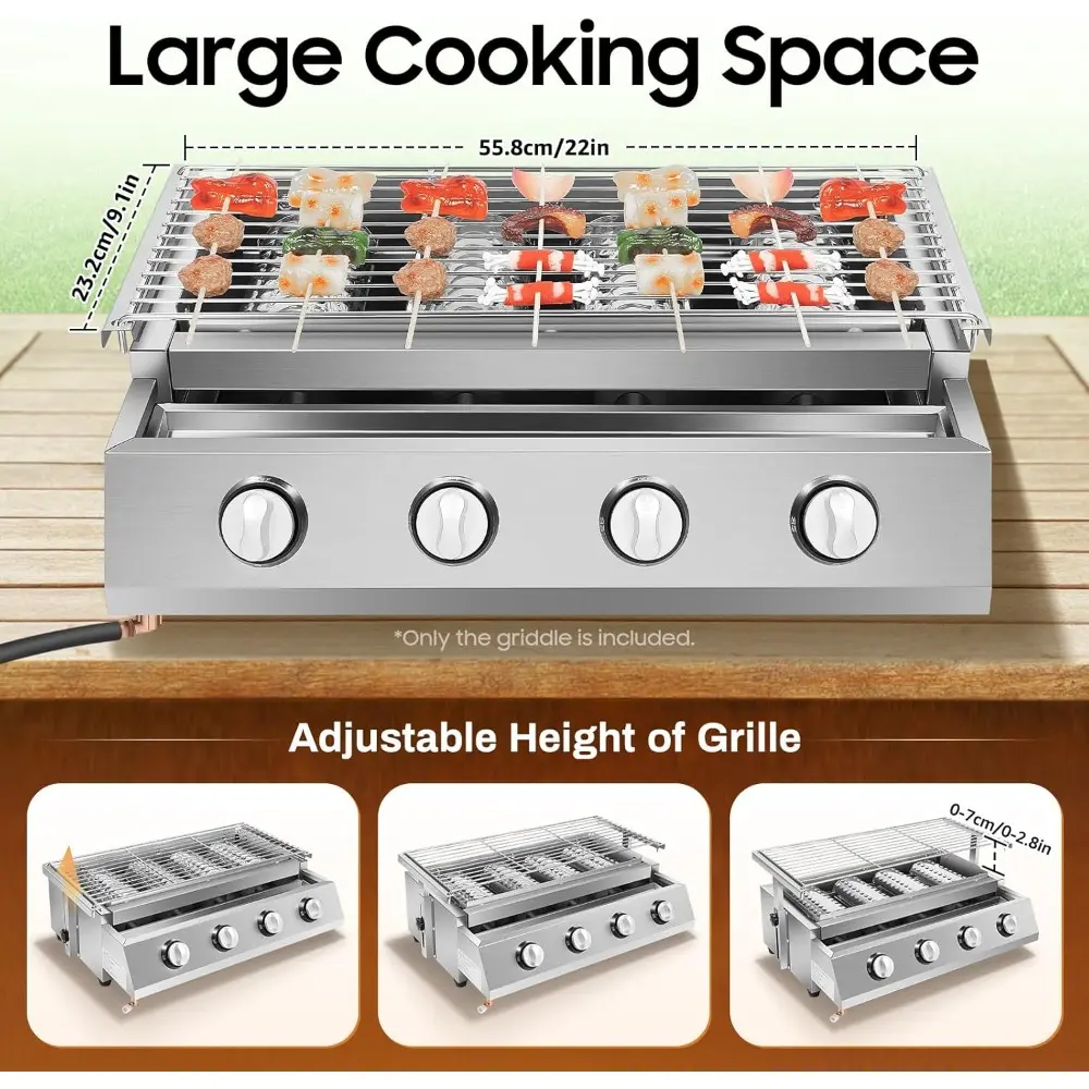 BBQ Grill LPG Tabletop Barbecue Cooking Stove Outdoor Grill for Camping Picnic Gatherings Parties, 2800Pa Low-Pressure, Valve an