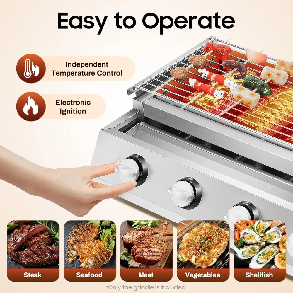 BBQ Grill LPG Tabletop Barbecue Cooking Stove Outdoor Grill for Camping Picnic Gatherings Parties, 2800Pa Low-Pressure, Valve an