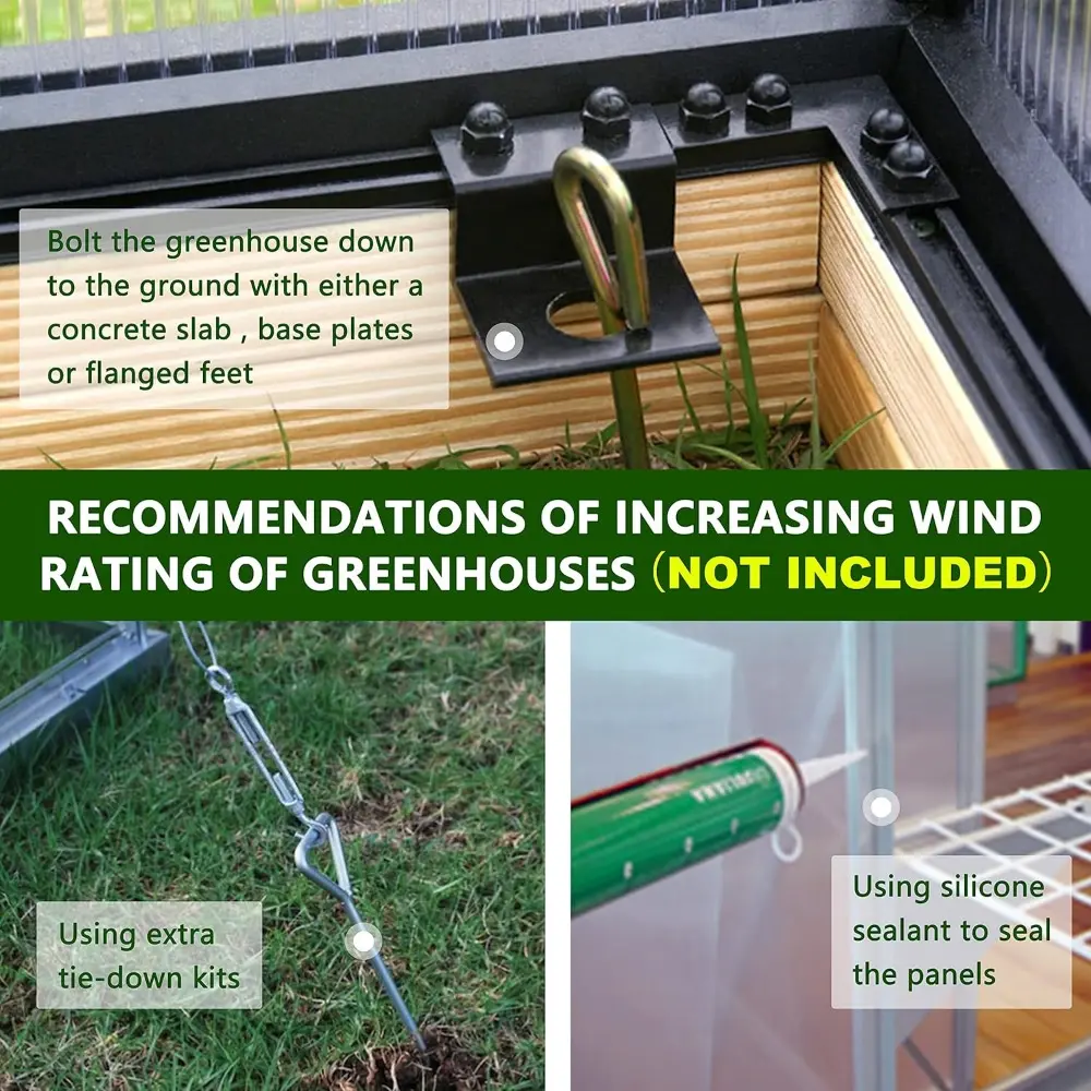 8x8 FT Outdoor Greenhouse Kit, Polycarbonate Aluminum Walk-in Greenhouse with Adjustable Roof Vent and Lockable Door, Backyard G