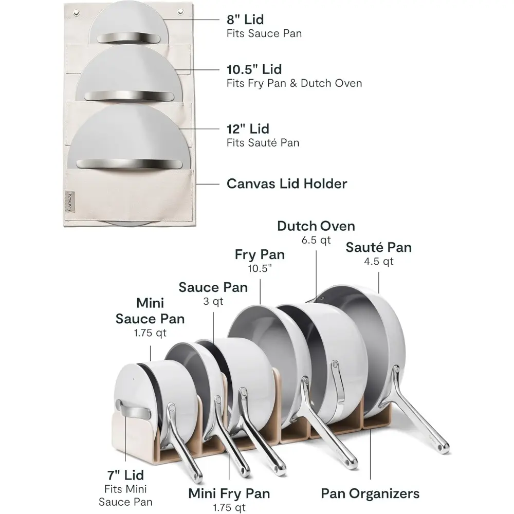 Deluxe Nonstick Ceramic Cookware Set (16 Piece) Pots, Frying Pans, Lids and Kitchen Storage - PFAS & PFOA Free - Oven Safe Cera