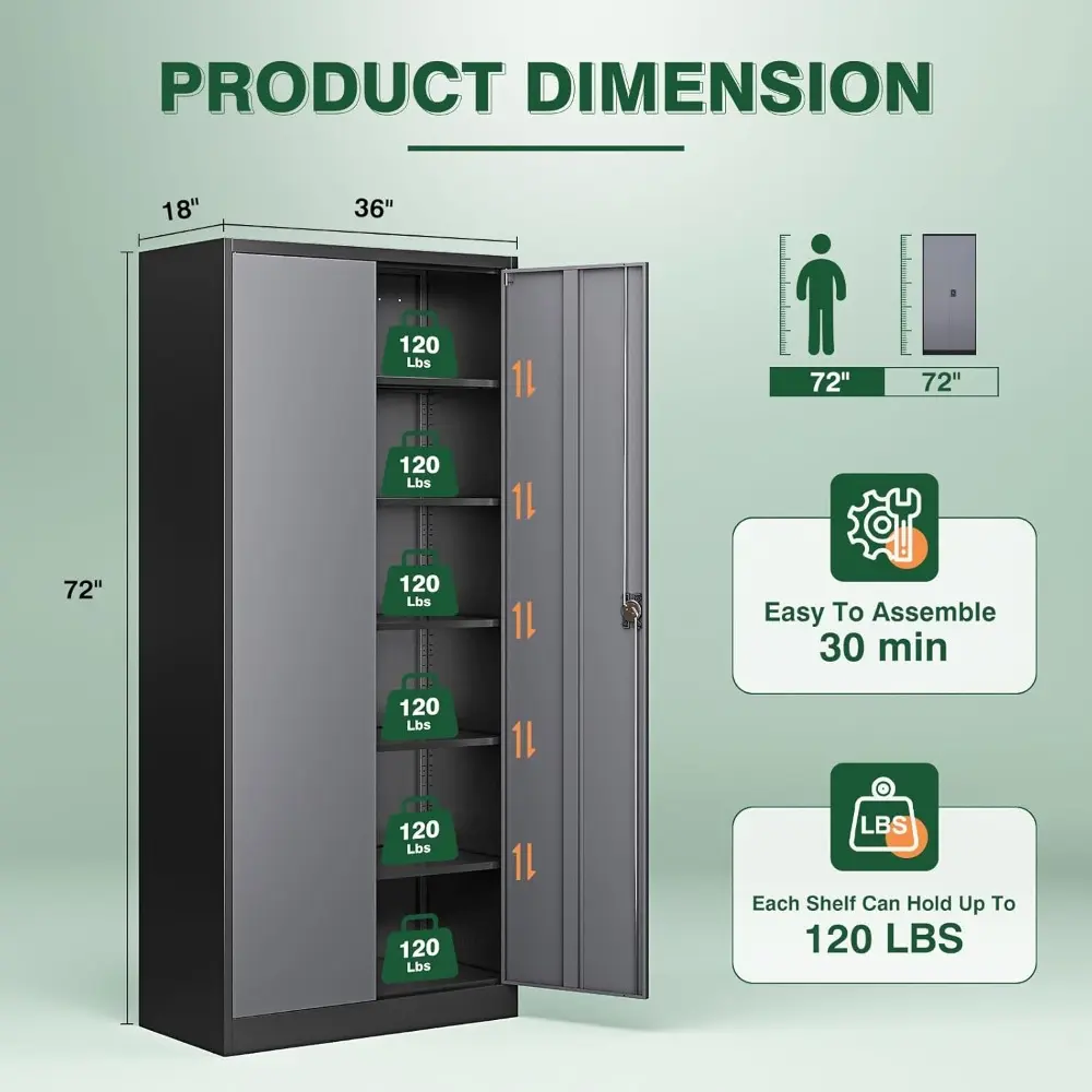 Metal Garage Storage Cabinets with Lock Door and Adjustable Shelves, Steel Tool Cabinets for Home,Office,Warehouse Organisieren