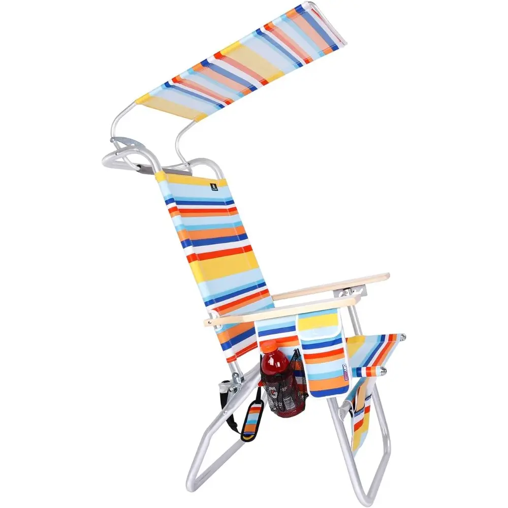 17 Inches High Seat Big Tycoon Aluminum Beach Chair with Canopy