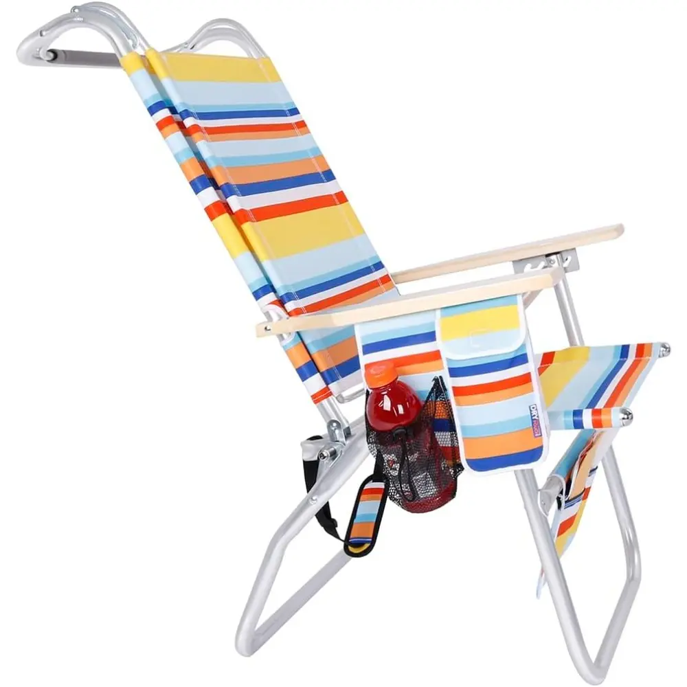 17 Inches High Seat Big Tycoon Aluminum Beach Chair with Canopy