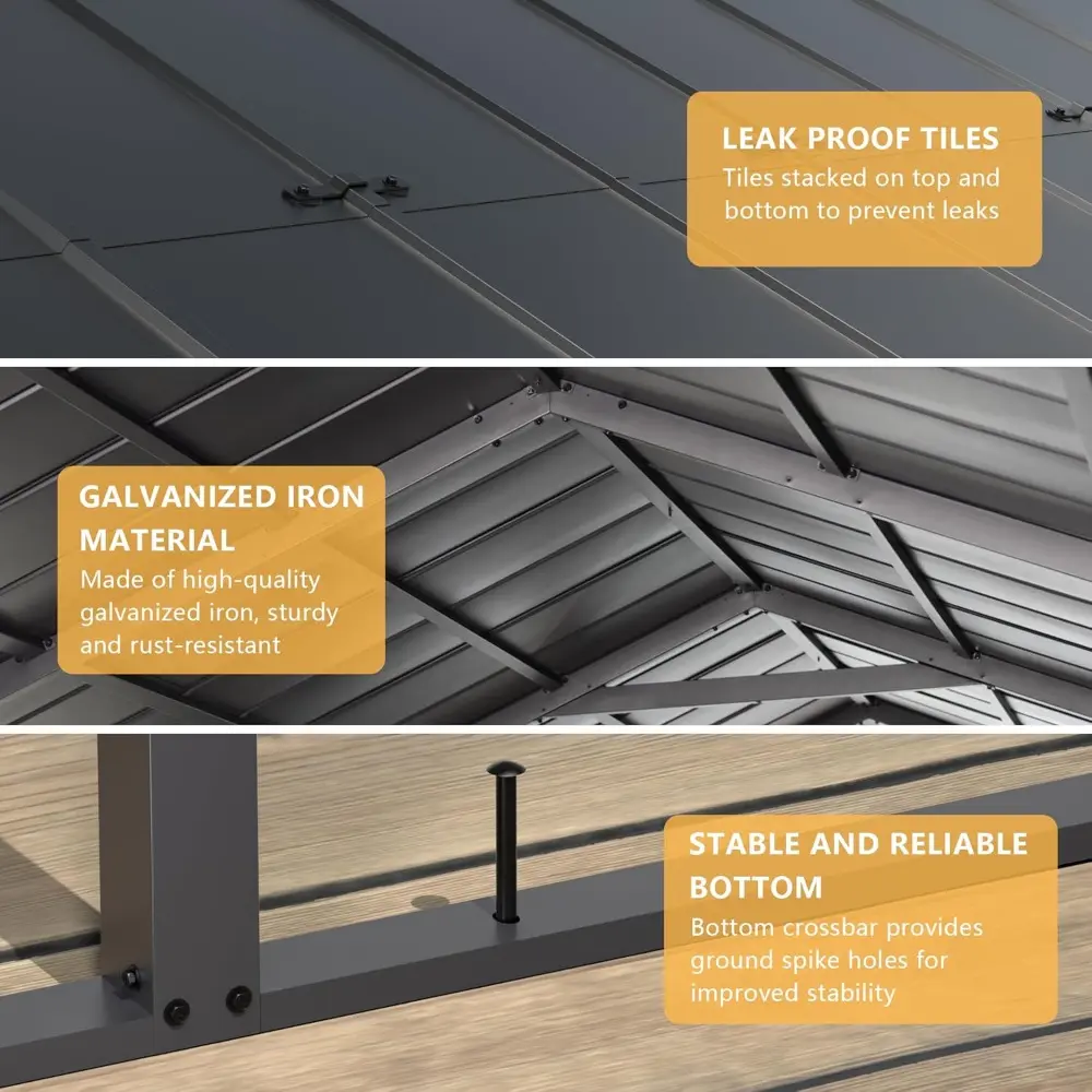 12x22 FT Heavy Duty Carport Galvanized Steel Roof & Reinforced Frame, Durable Metal All Weather Carport Garage for Cars,Trucks,
