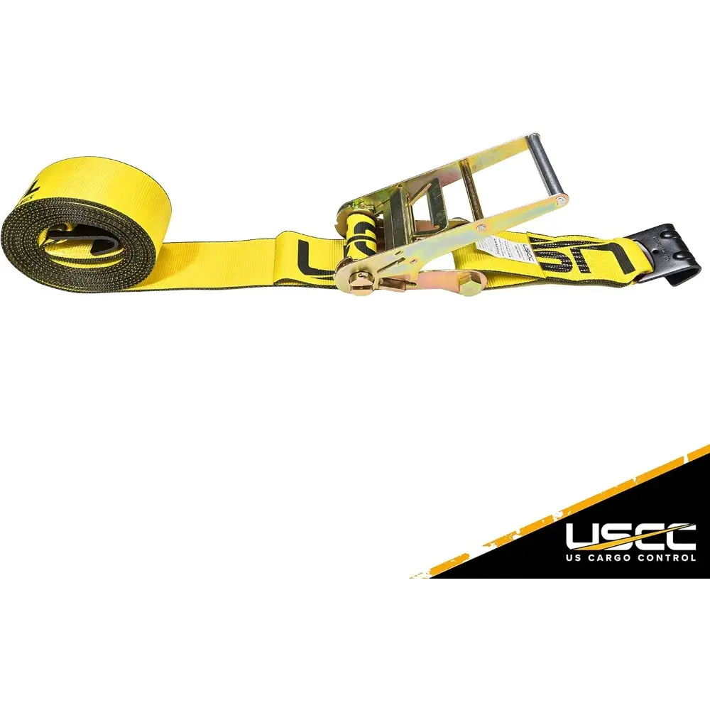 Flat Hook Ratchet Straps 4 Inch x 27 Foot (2-Pack), 5,400 LBS Working Load Limit, Yellow 4 Inch Ratchet Straps Heavy Duty for F