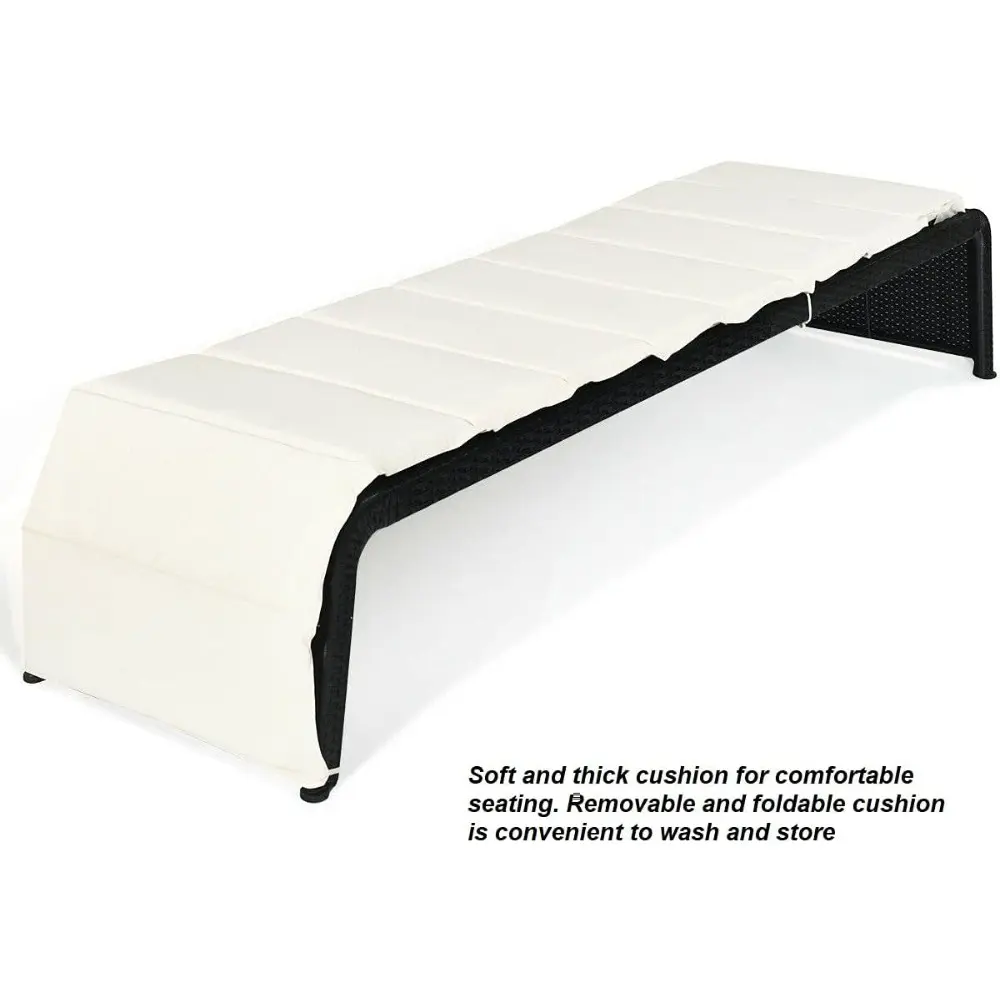 2PCS Outdoor Chaise Lounge Lounger Recliner Chair Sunbathing Bed With Soft Comfortable Removable Cushion 5 Level Adjustable Back