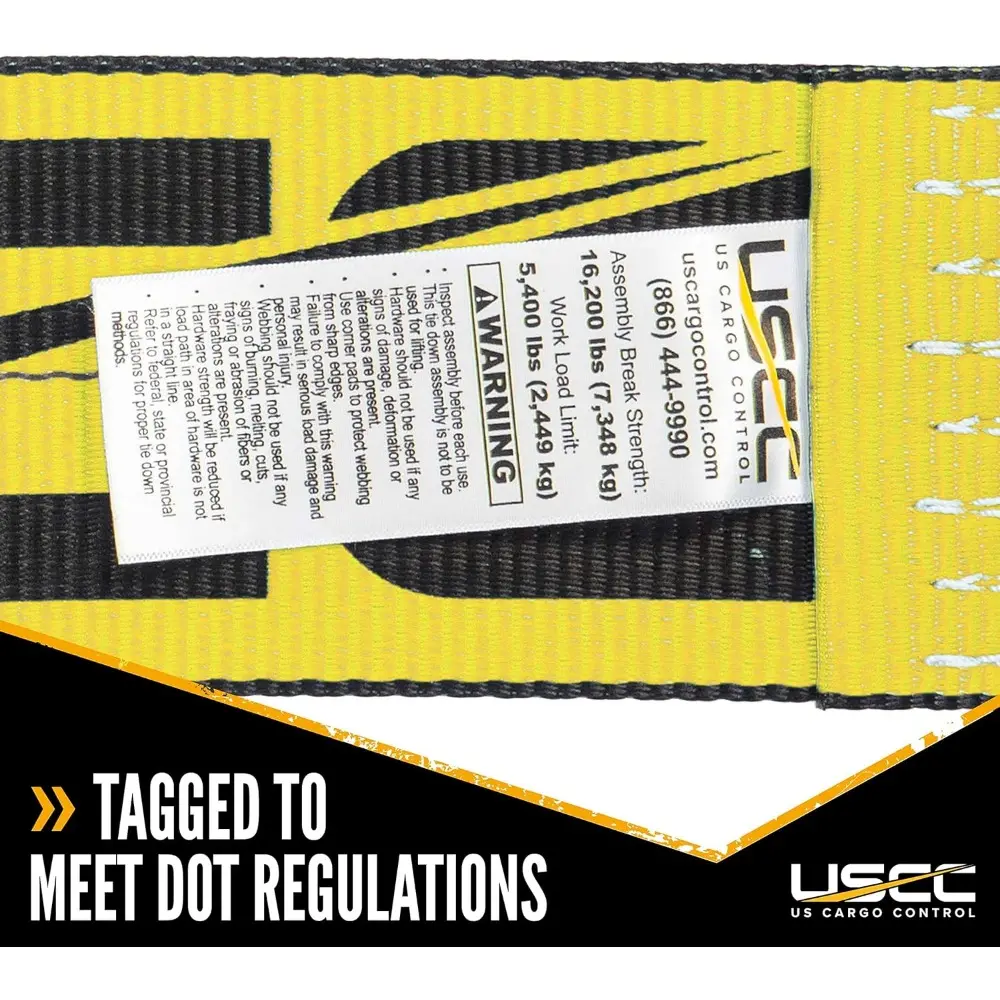 Flat Hook Ratchet Straps 4 Inch x 27 Foot (2-Pack), 5,400 LBS Working Load Limit, Yellow 4 Inch Ratchet Straps Heavy Duty for F
