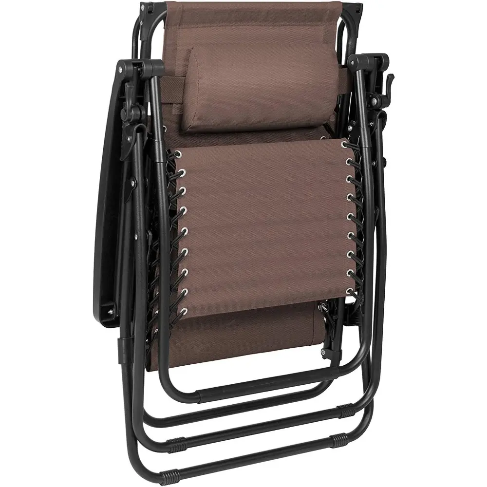 Decor Extra Large Oversized XL 3-in-1 Zero Gravity Chair Patio Adjustable Recliner with Canopy Sunshade and Cupholder (Brown)