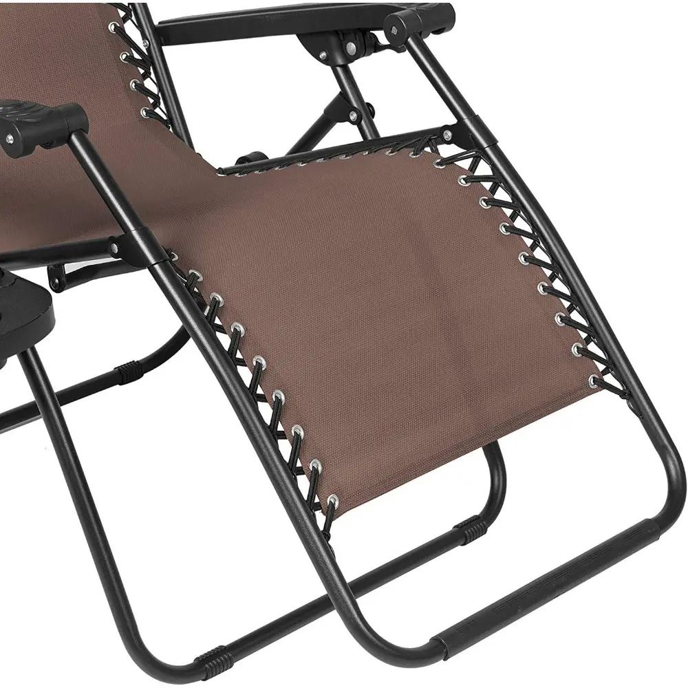 Decor Extra Large Oversized XL 3-in-1 Zero Gravity Chair Patio Adjustable Recliner with Canopy Sunshade and Cupholder (Brown)