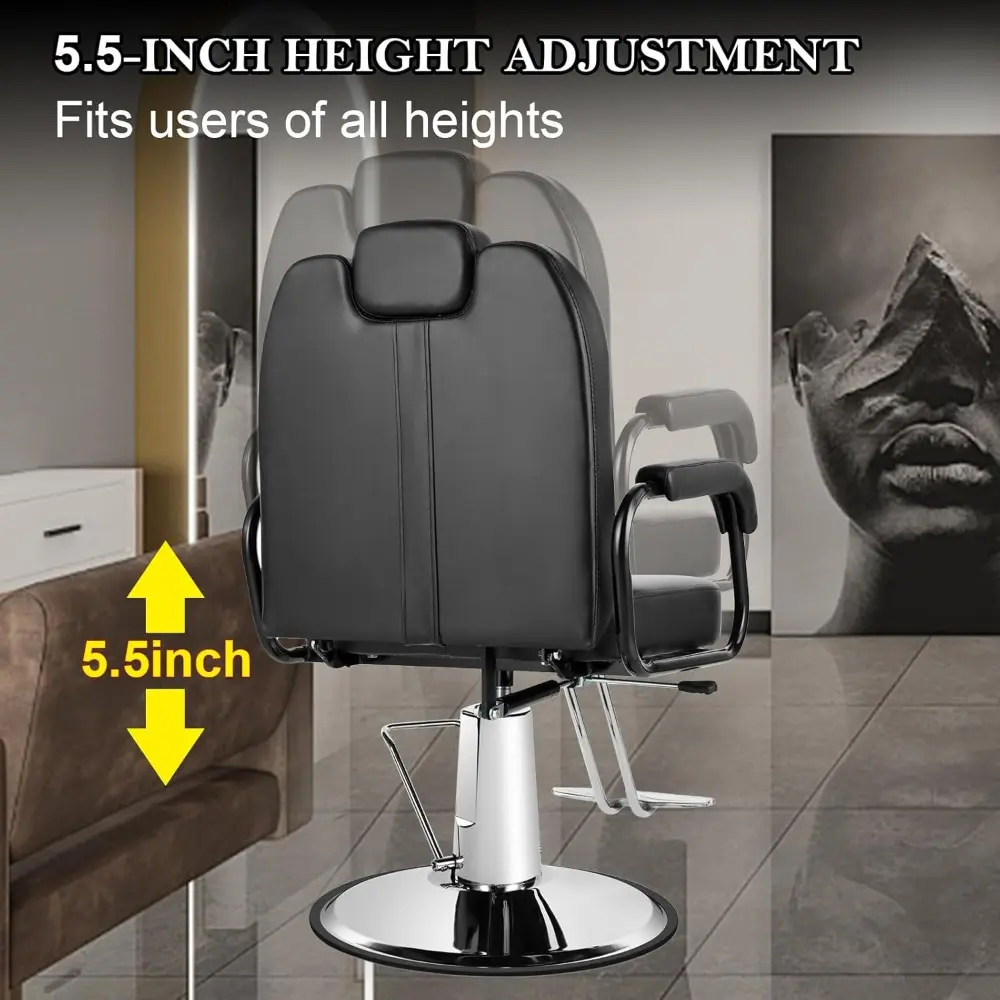 Barber Chair Heavy Duty Hydraulic Salon Chair - Reclining Shampoo Chair with Wide Seat, Professional Hair Salon & Spa Furniture,