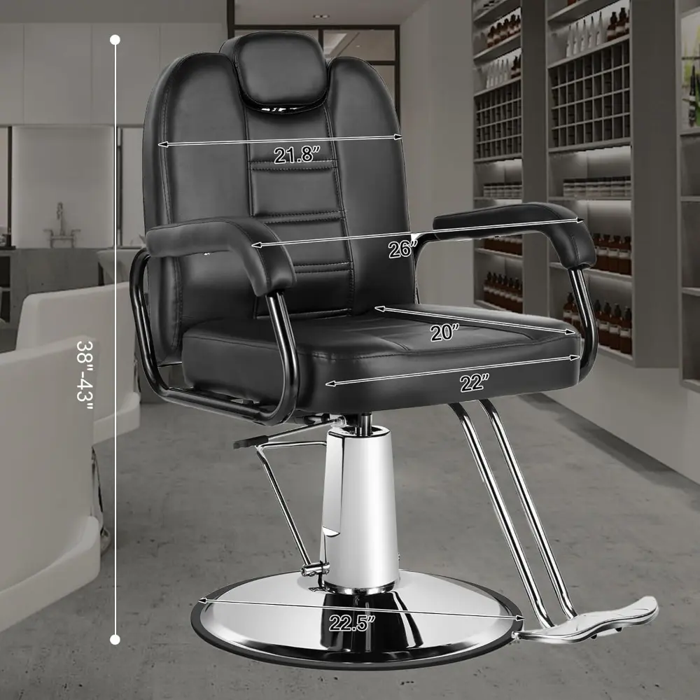 Barber Chair Heavy Duty Hydraulic Salon Chair - Reclining Shampoo Chair with Wide Seat, Professional Hair Salon & Spa Furniture,