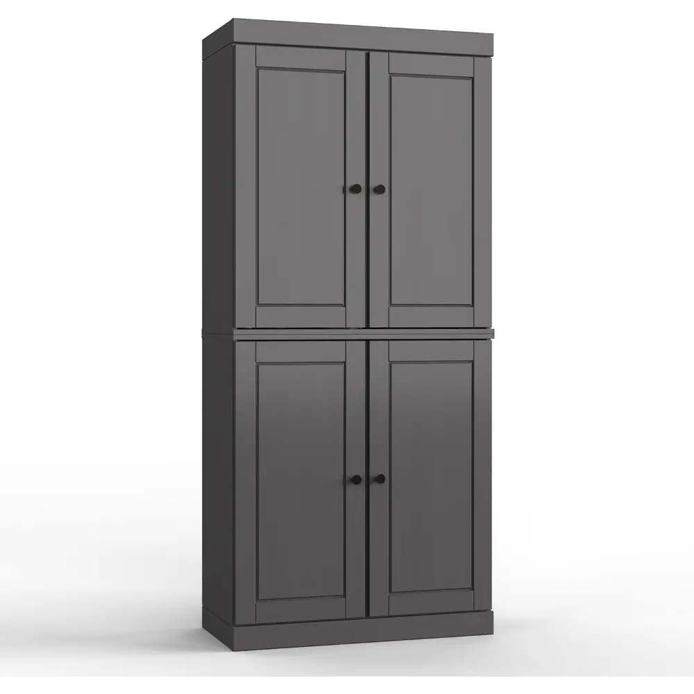 100% Solid Wood 2-Drawer Pantry with 4 Doors for Bathroom Storage, White, 32" W x 71.5" H, Renewable Eco-Friendly, Made in Braz