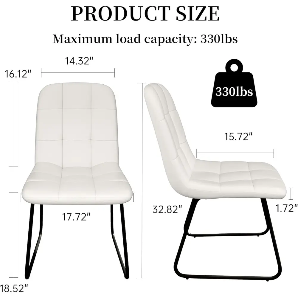 Dining Chairs Set of 2, Modern Kitchen Faux Leather Dining Room Chairs for Kitchen Living Dining Room (2 White)