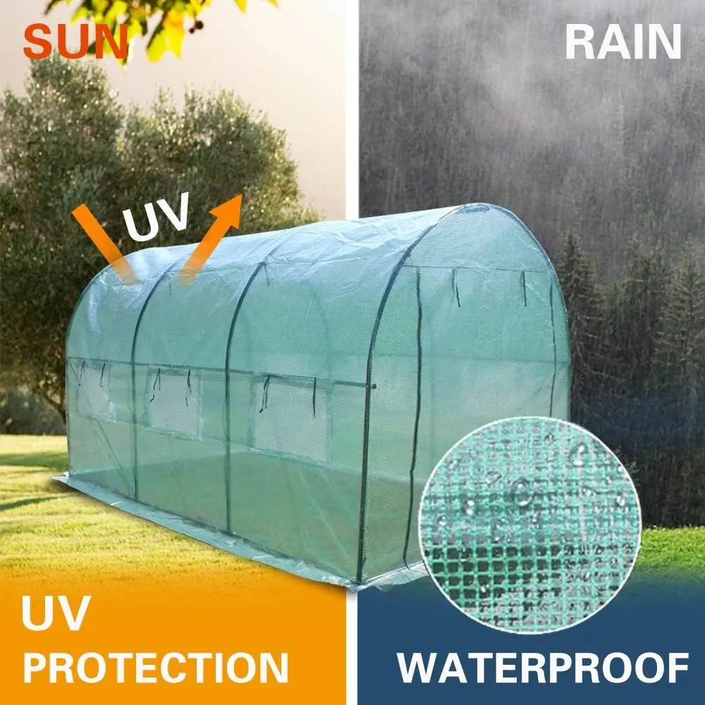 Greenhouse Outdoor Plant Gardening Hot Greenhouse 12' X 7' X 7' Portable Greenhouse Large Walk-in Green Garden Hot House with Ro
