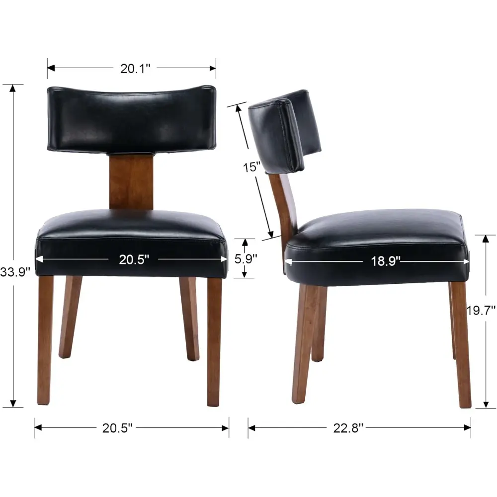 Modern Dining Chairs Set of 4, Comfy Upholstered Side Chairs with Wood Legs, PU Leather Dining Chairs with Curved Wingback for L