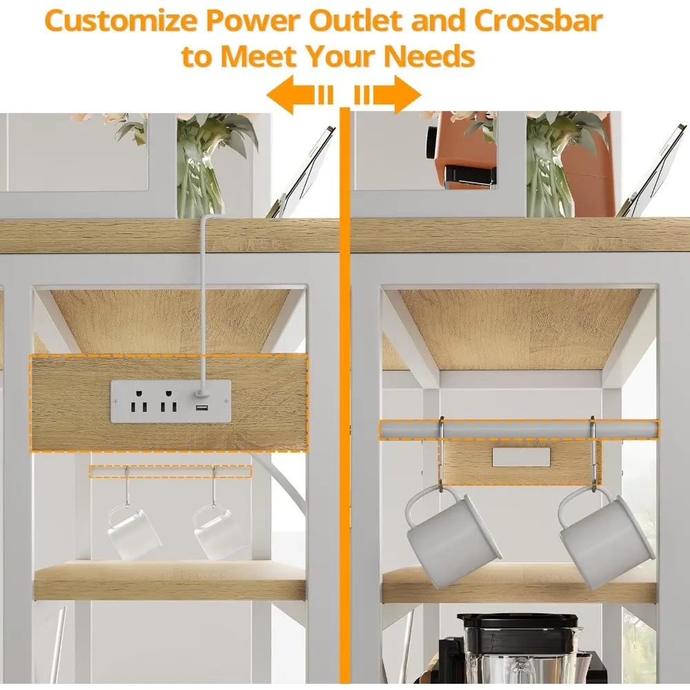 Kitchen Island with Stools, Dining Table Set with Storage and Power Outlet, Industrial Coffee Bar Table for Kitchen Dining Livi