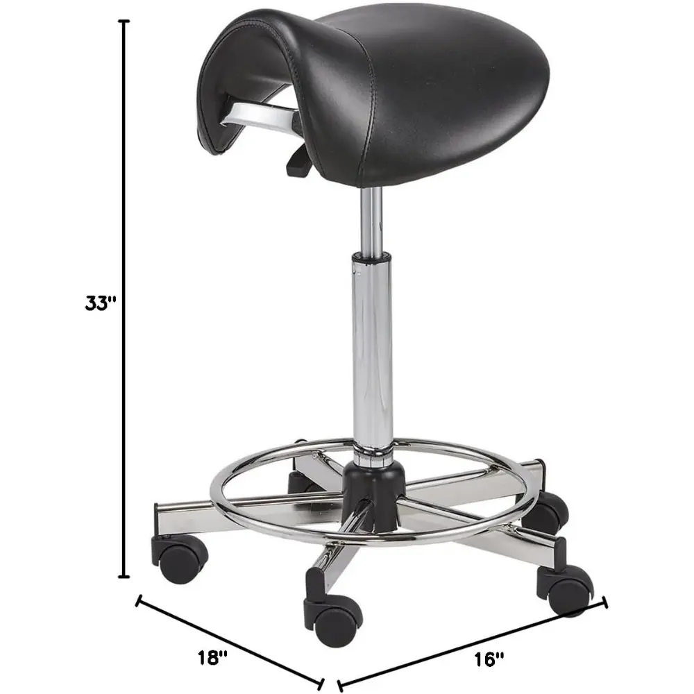 Pony Professional Cutting Stool for Professional Salons, Model 778, Extra-Thick Upholstered Cushion with Durable Padding, Height
