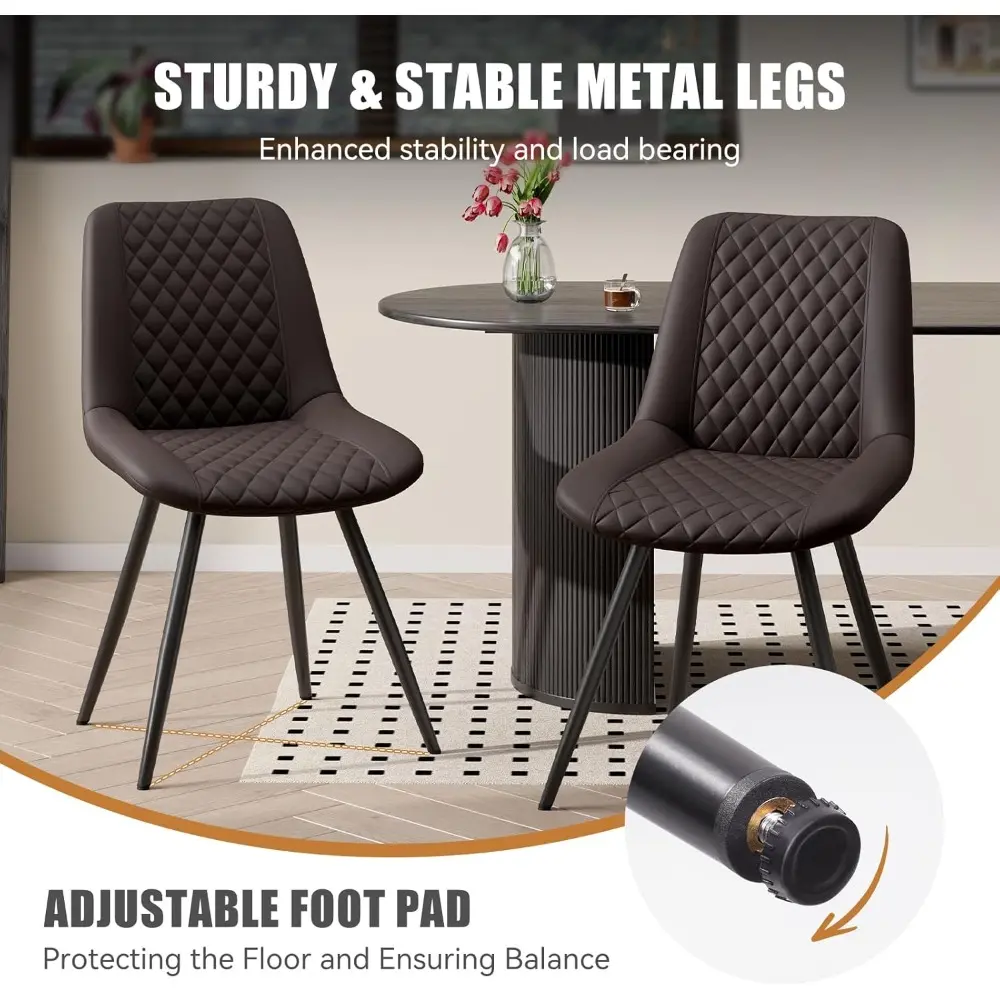 Modern Dining Chairs Set of 4, Quality Faux Leather Upholstered Dining Chairs with Metal Legs, Dinner Chairs for Dinning Room Ki