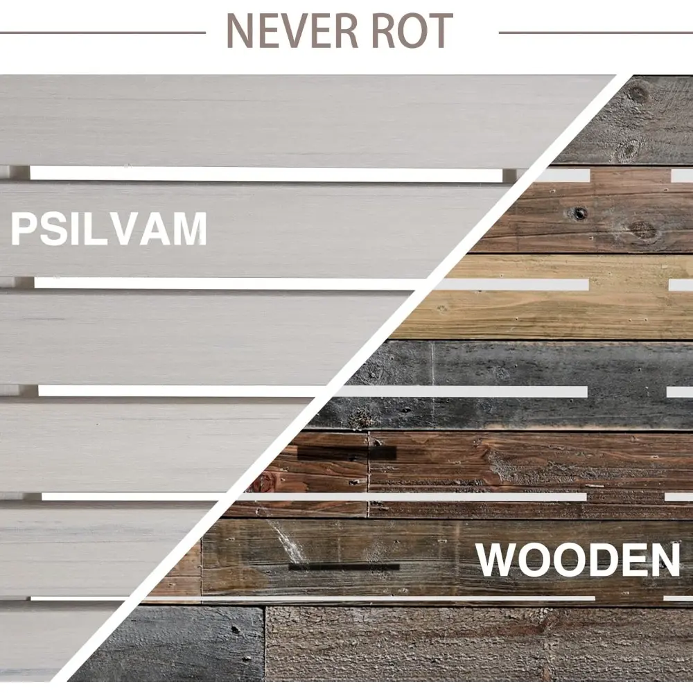 Psilvam Outdoor Bench, Two Person Poly Lumber Porch Bench, Weatherproof Garden Bench That Never Rot and Fade, All-Weather Patio