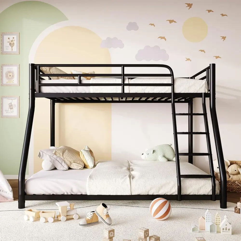 Metal Bunk Bed Twin Over Twin,Bunk Bed Full Over Full,Twin Bunk Beds for Kids with Safety Guardrail and Bunk Bed Design,Steel Be