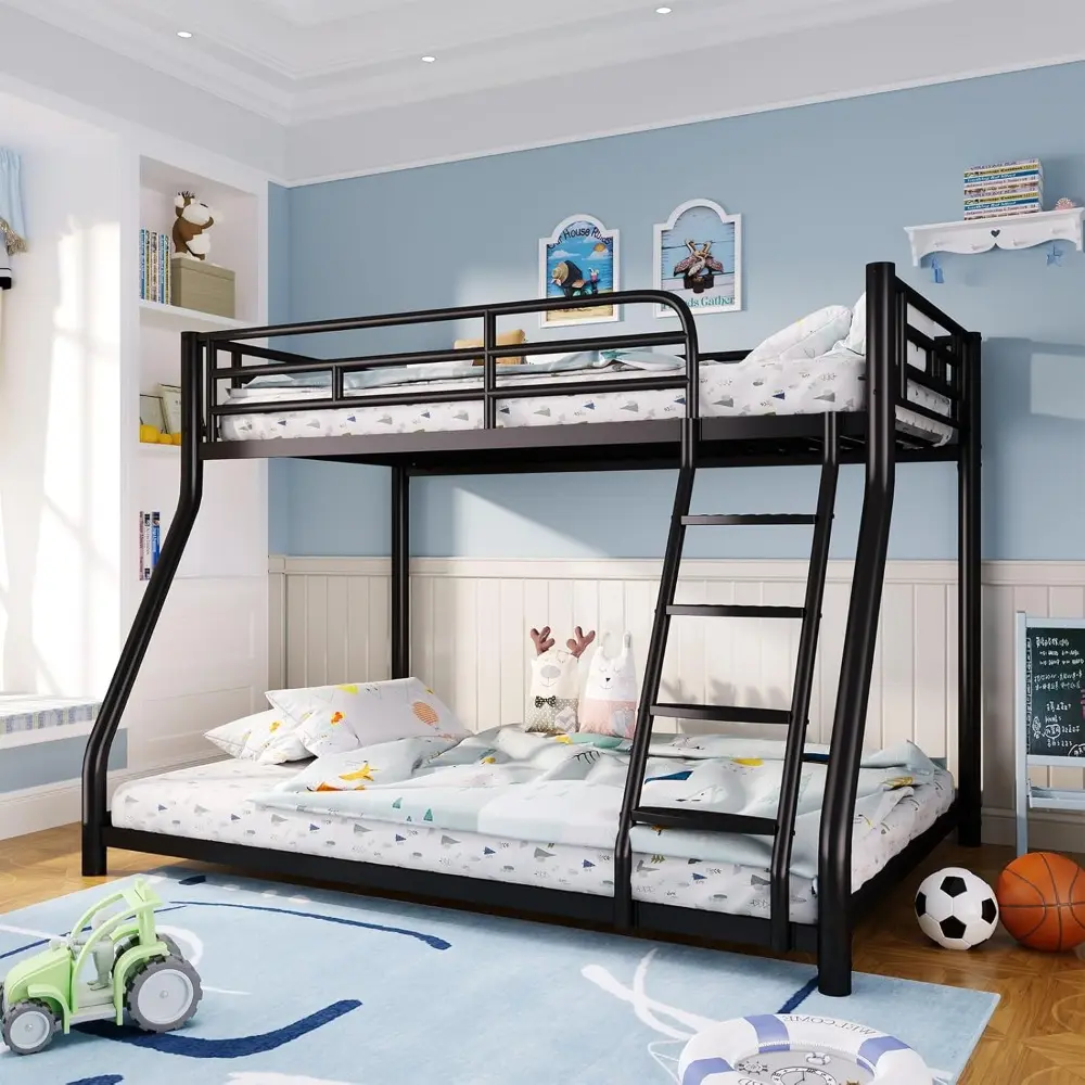 Metal Bunk Bed Twin Over Twin,Bunk Bed Full Over Full,Twin Bunk Beds for Kids with Safety Guardrail and Bunk Bed Design,Steel Be