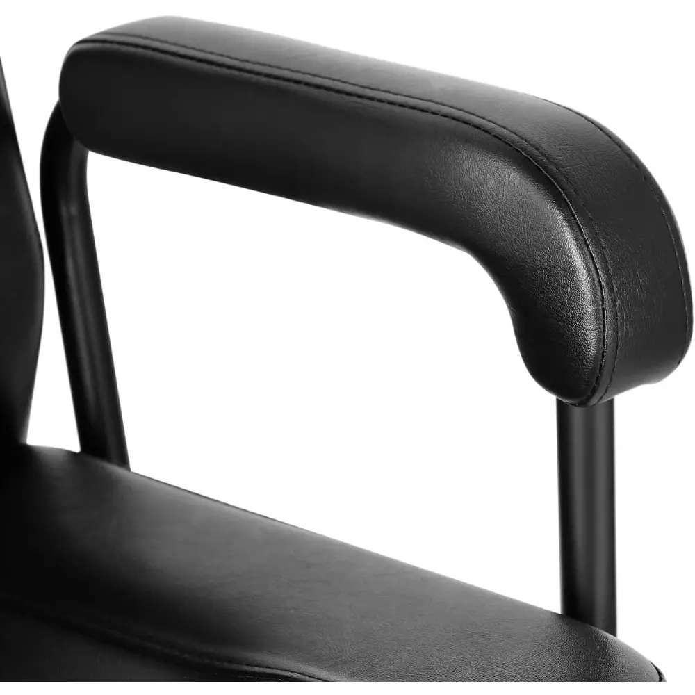 Salonsunny Black Round Base Heavy Duty Hydraulic Pump Styling Salon Shampoo Chairs All Purpose Barber Chairs Cutting Reclining C