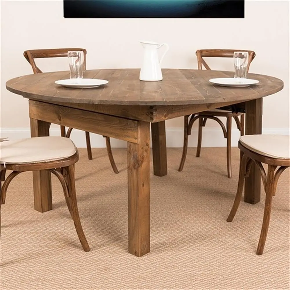 HERCULES Series Round Dining Table | Farm Inspired, Rustic & Antique Pine Dining Room Table