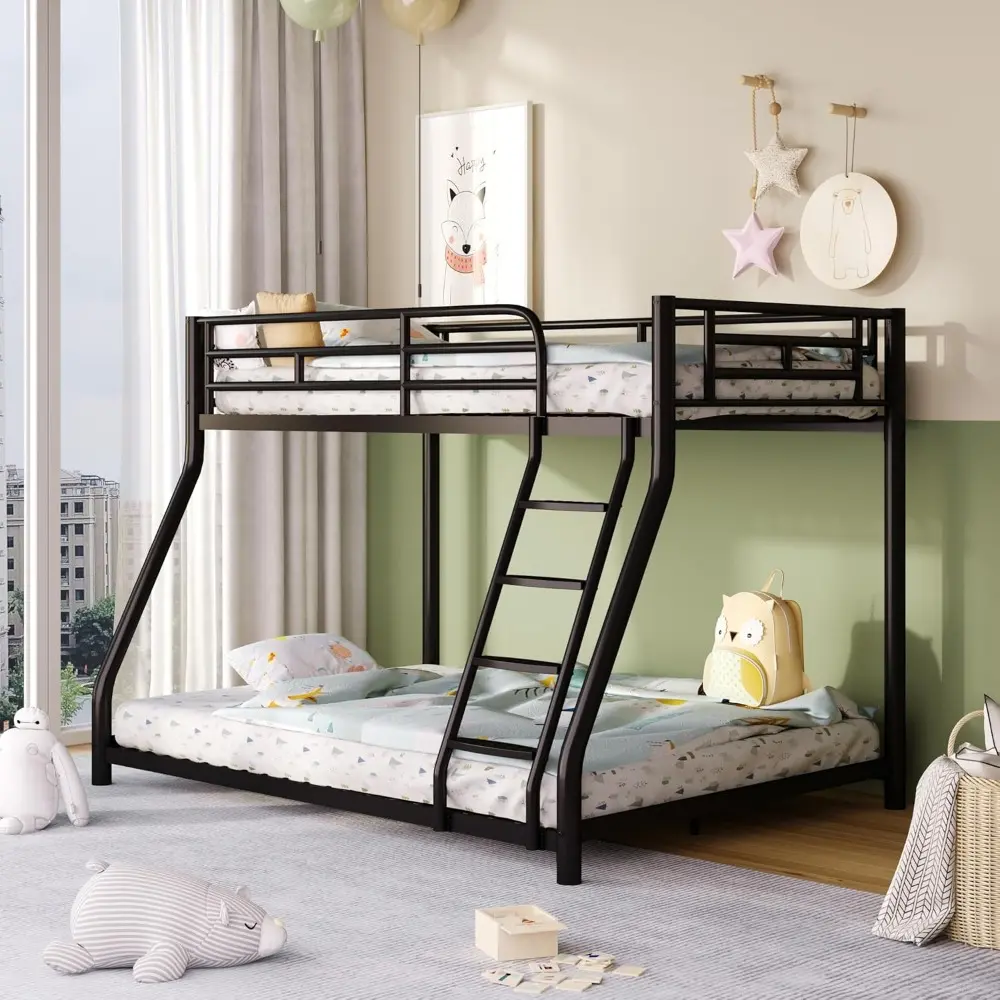 Metal Bunk Bed Twin Over Twin,Bunk Bed Full Over Full,Twin Bunk Beds for Kids with Safety Guardrail and Bunk Bed Design,Steel Be