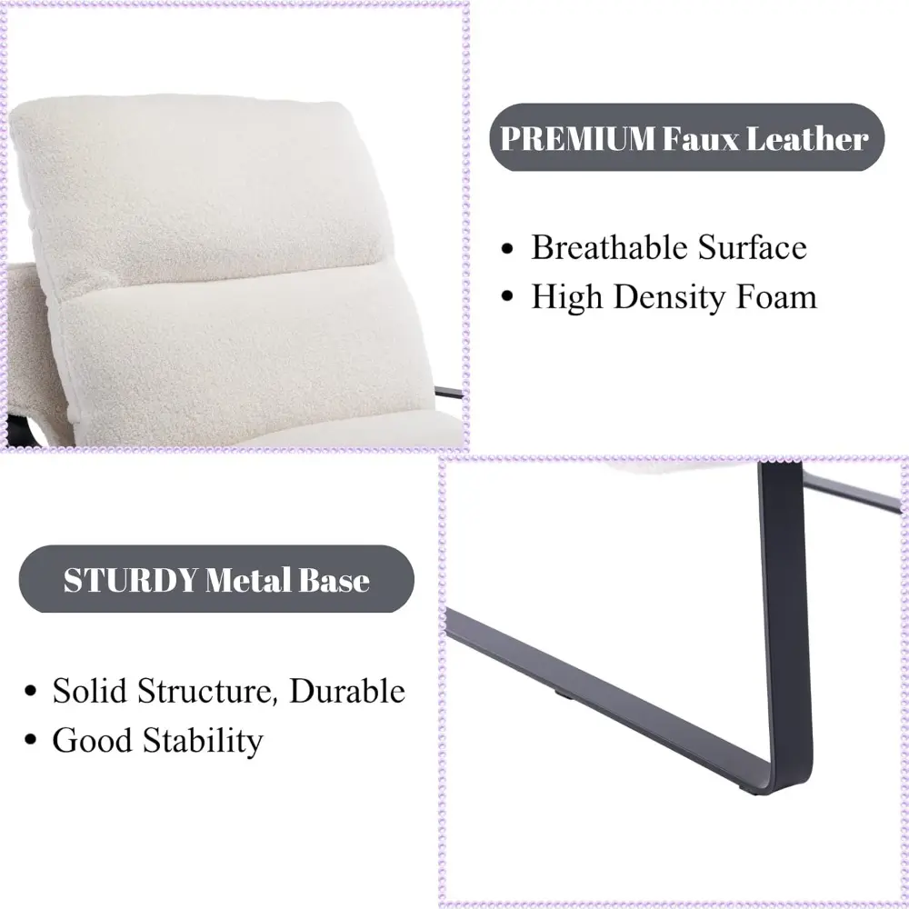 Modern Sherpa Accent Armchair, Upholstered Living Room Chair with Metal Base Thickened Cushion Single Sofa Chair Comfy Lounge C