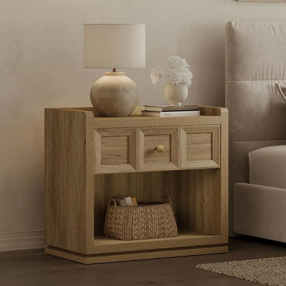 Night Stand Set 2, 26" Wide Nightstands with Drawer, Large Queen Size Nightstands Set of 2, Modern Bedside Table for Bedroom, S