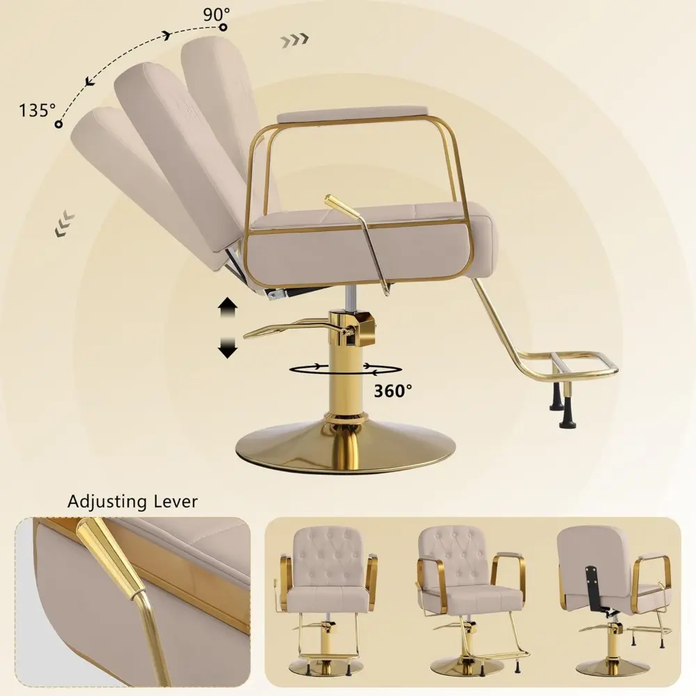 Hydraulic Salon Hair Chair, Height Adjustable Barber Chair, Reclining Barber Chairs, 360 Degree Swivel Shampoo Chair for Salon B